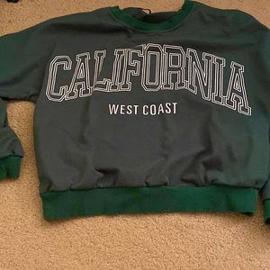 Shein Green Graphic Letter Sweatshirt